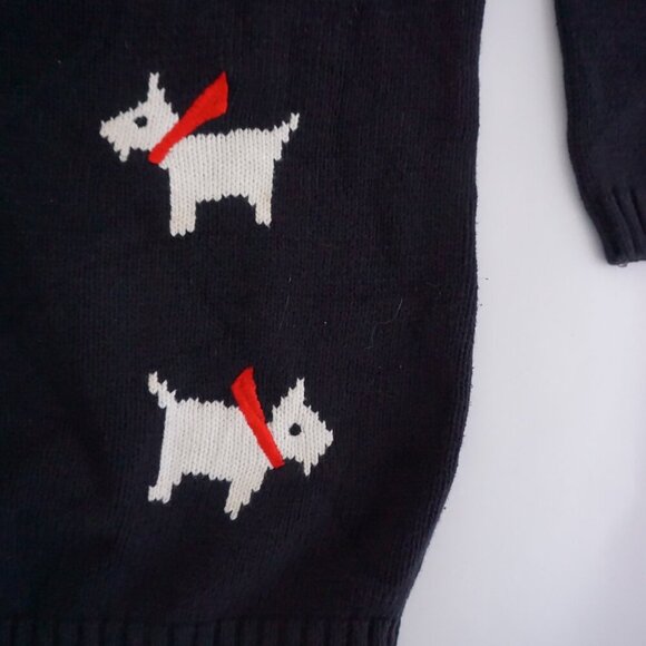 Vintage EP Pro Black Cotton Knit Scottie Dog Puppy Animal Print Cardigan S - Picture 5 of 10